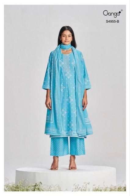 Ganga ibbani 4955 wholesale churidar dress material